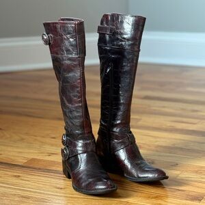 Born dark cherry knee boots, size 4